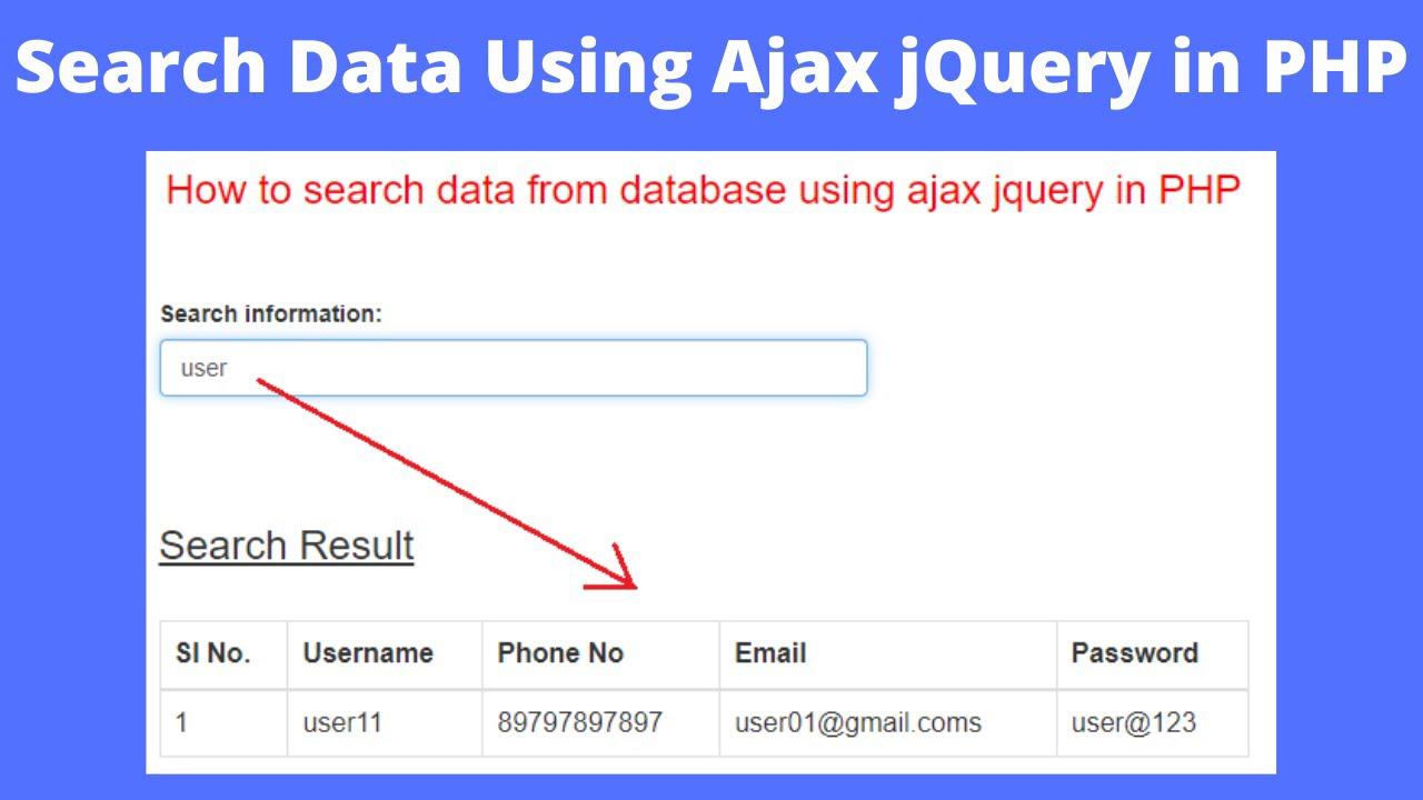 'Video thumbnail for Ajax Live Data Search with jQuery PHP MySQL'