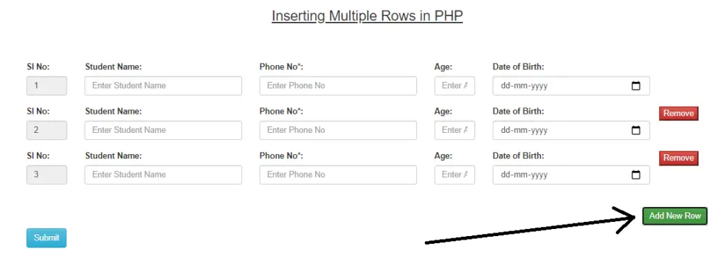 php for loop print into row