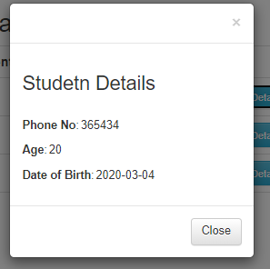 Display MySQL data in a modal on button click using ajax jQuery PHP