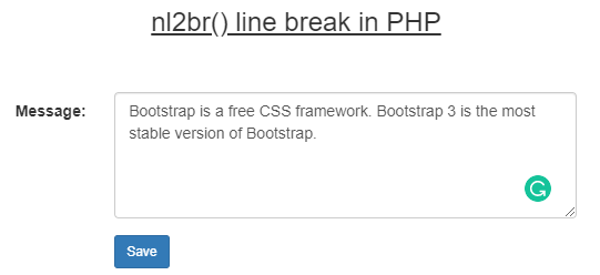 nl2br() line break in PHP with example