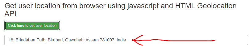 Get user location from Browser using javascript and Geolocation API