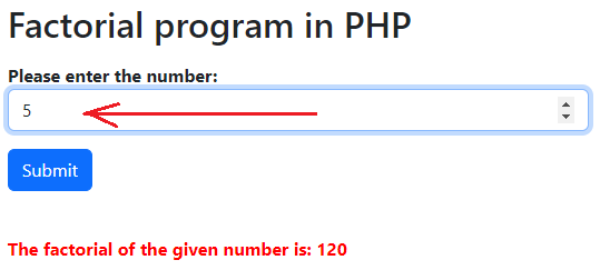 Factorial Program in PHP with example
