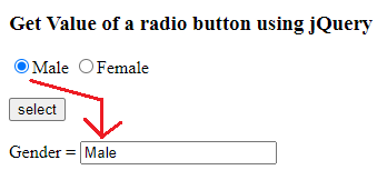 Get value of a radio button using jQuery