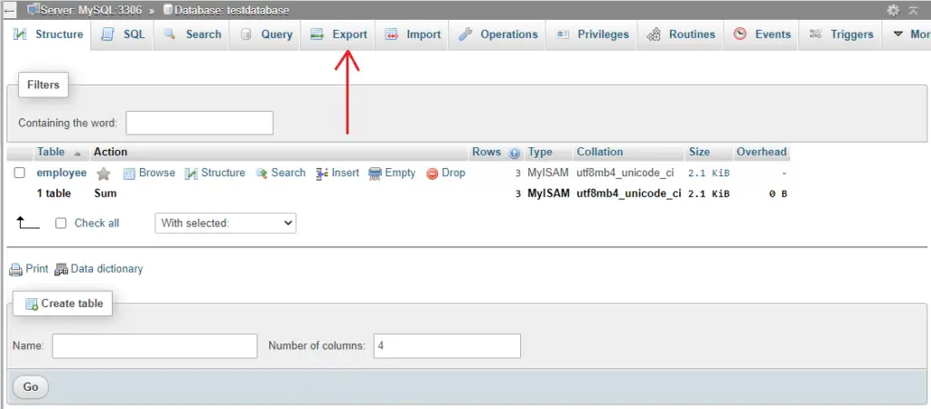 How to export database in PHPMyAdmin