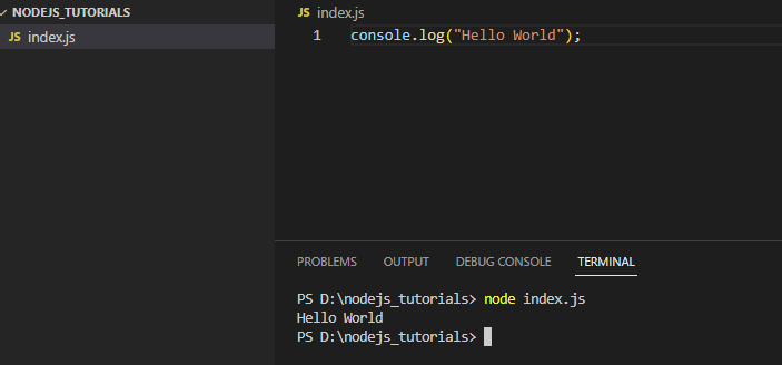 Node Js hello world program