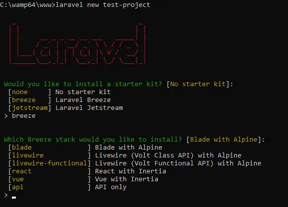 create a project in laravel 11