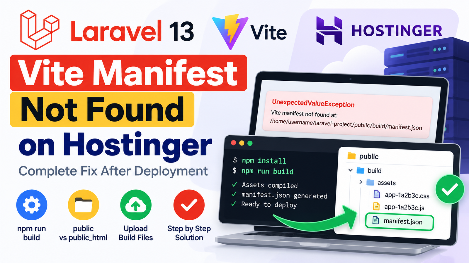 Primary keyword: Laravel Vite manifest not found on Hostinger